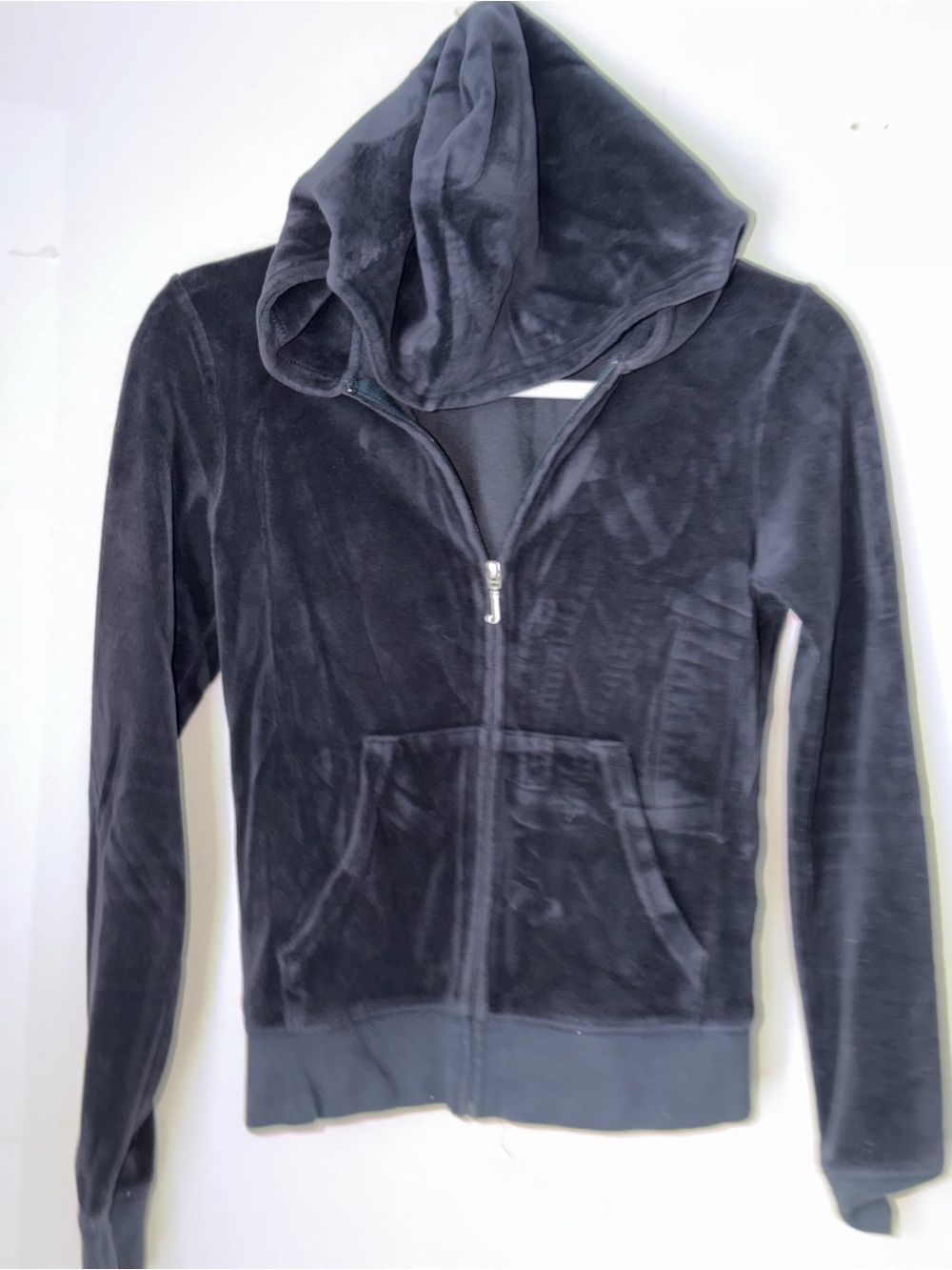 Juicy Couture Dark Blue Vintage Velvet Zip-Up Hoodie